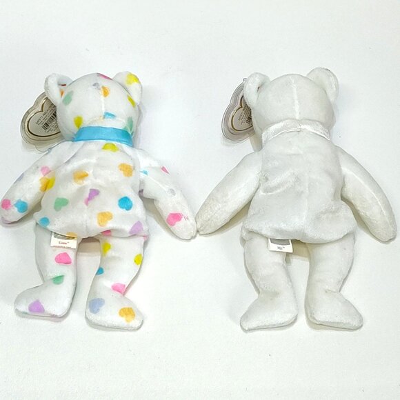 Ty Beanie Babies Kissme & Mr. 2001 Wedding Bears Heart Tags Collectible Plush - Picture 2 of 8